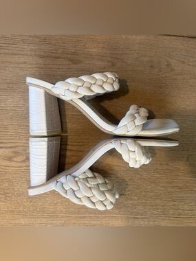 Dolce Vita Braided Double-Strap Block Heel Sandals in Ivory